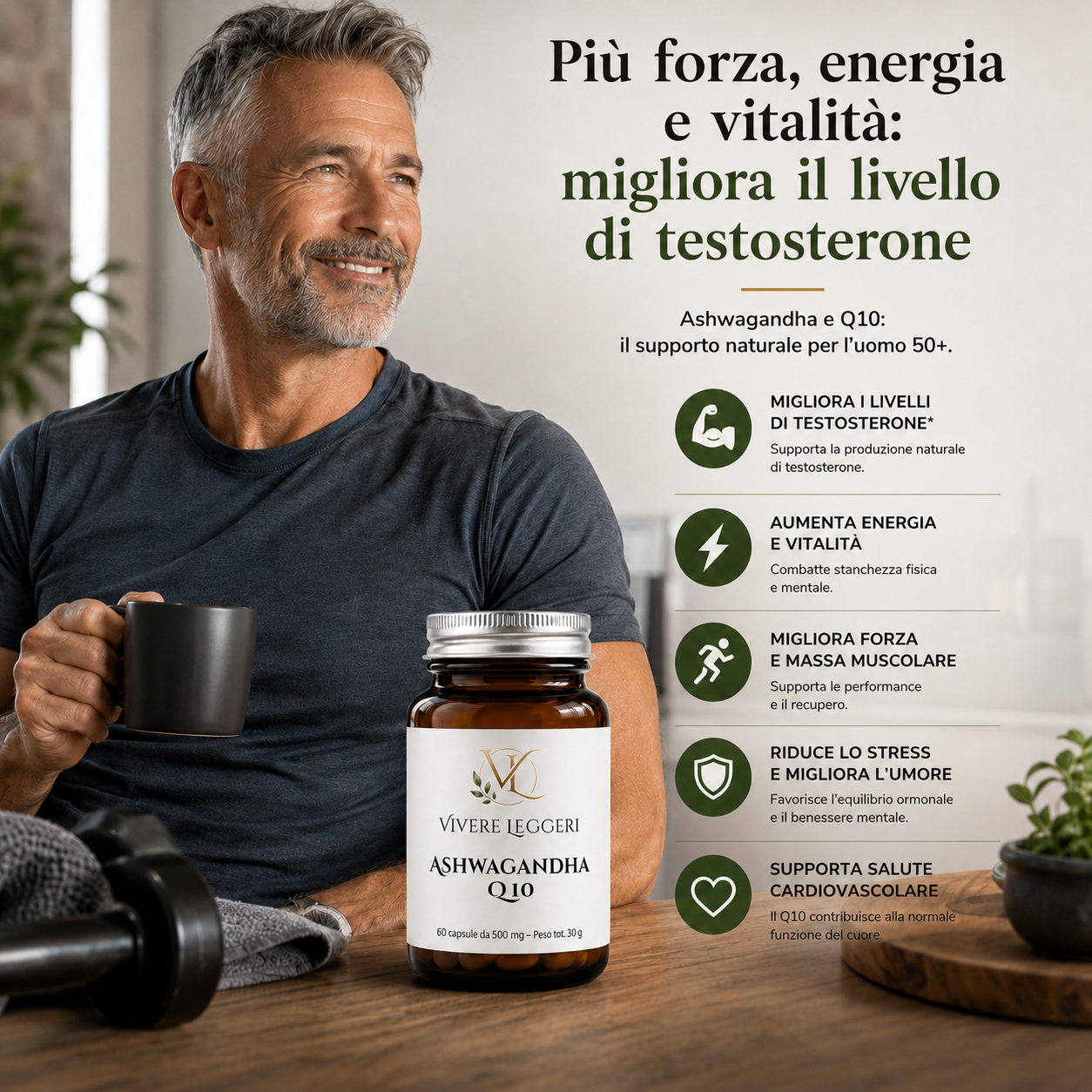 Ashwagandha e Coenzima Q10 compresse da 500 mg