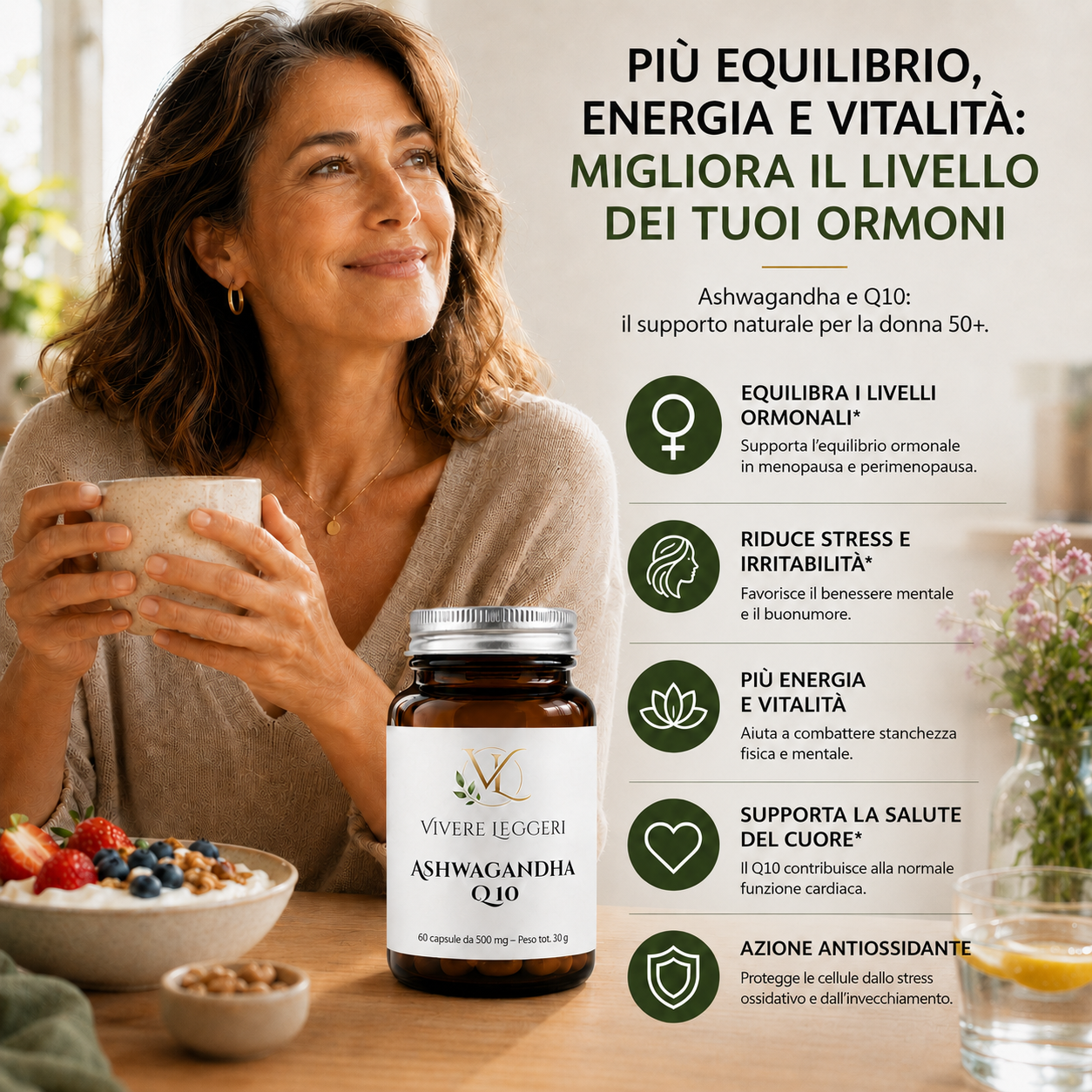 Ashwagandha e Coenzima Q10 compresse da 500 mg