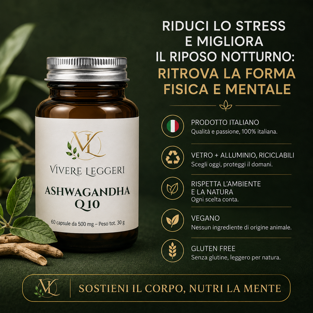 Ashwagandha e Coenzima Q10 compresse da 500 mg